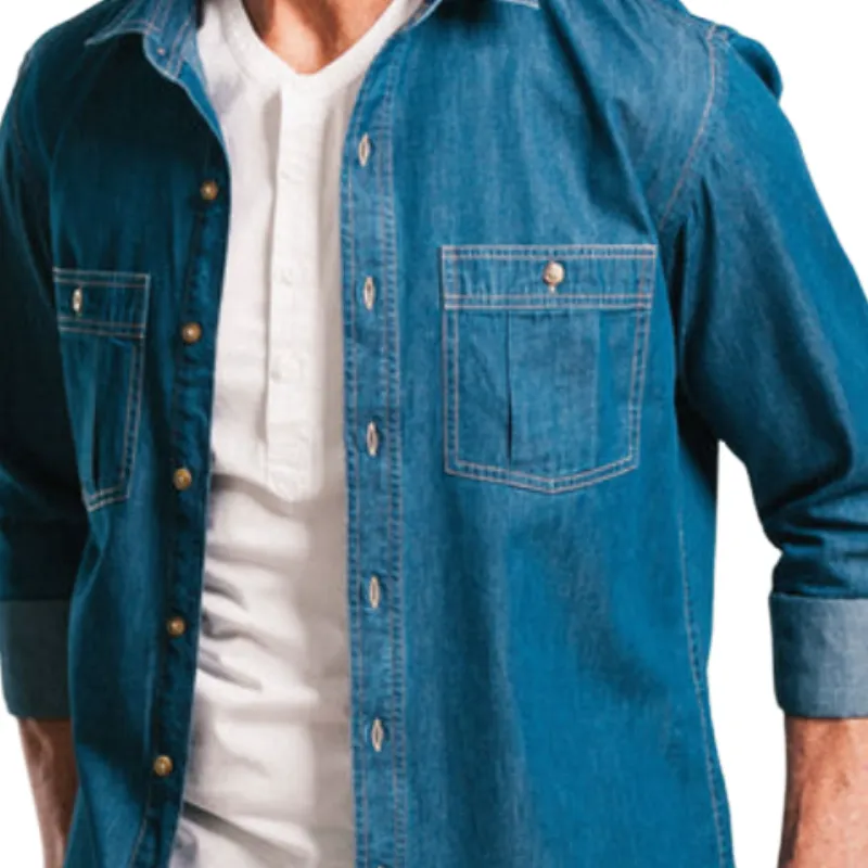 Men's Casual Denim Long Sleeve Shirt 13493143F