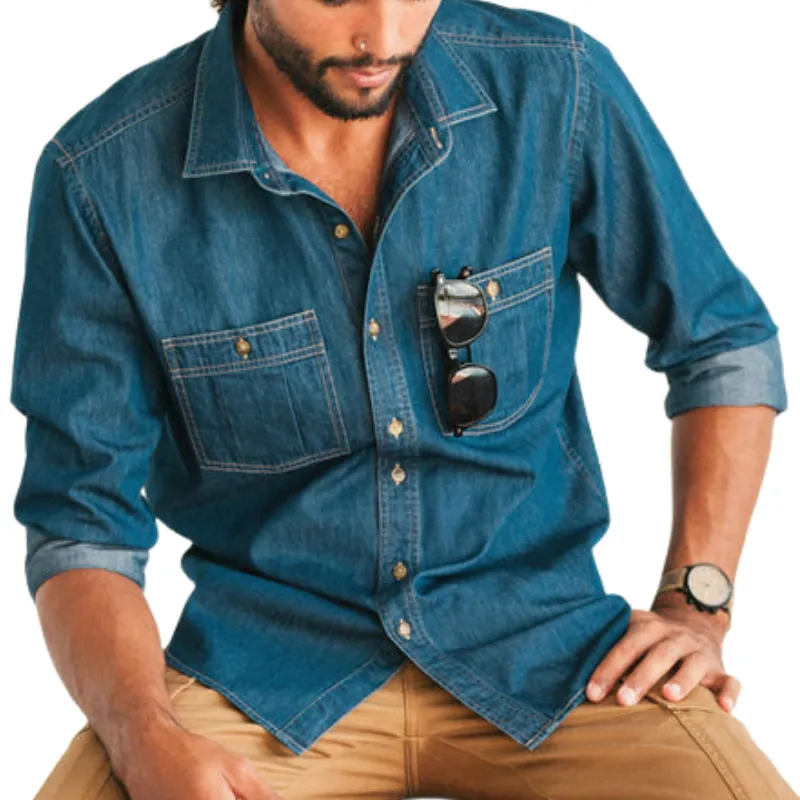 Men's Casual Denim Long Sleeve Shirt 13493143F