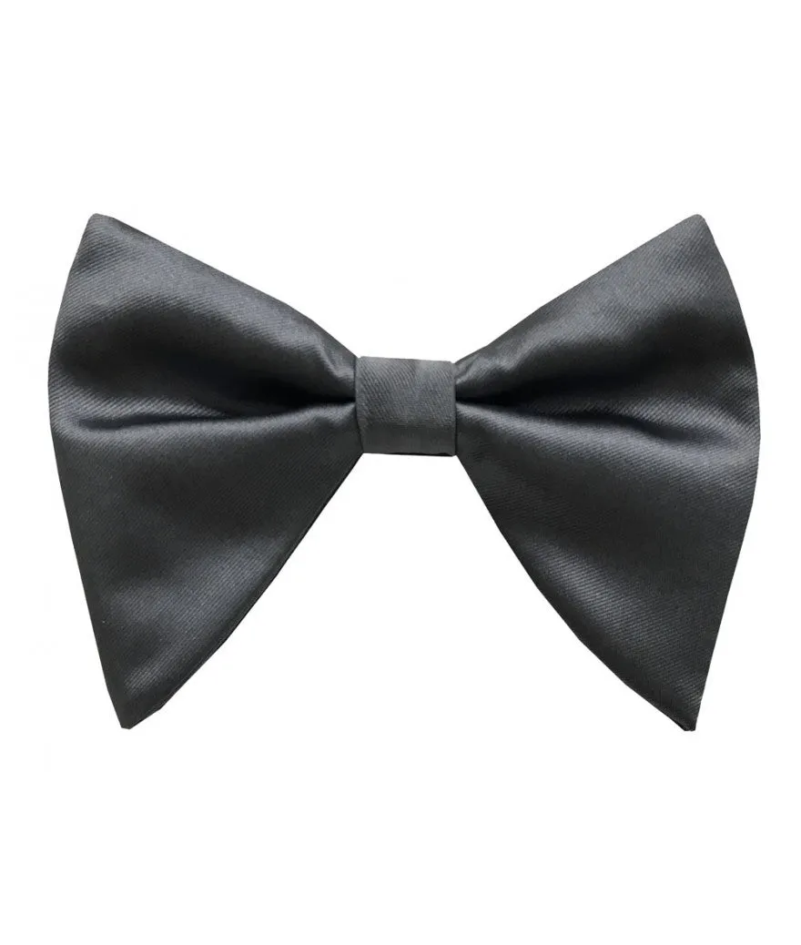 Men's Grey Satin Tear Drop Butterfly Bowtie with Hanky