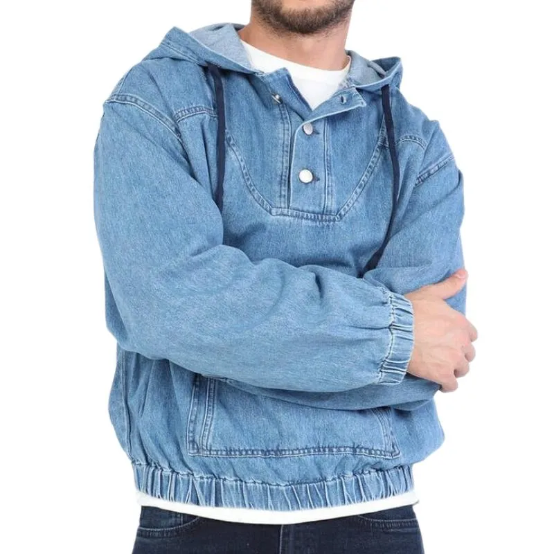 Men's Loose Casual Denim Hoodie 67111545F