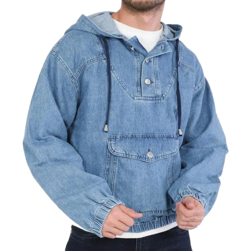 Men's Loose Casual Denim Hoodie 67111545F