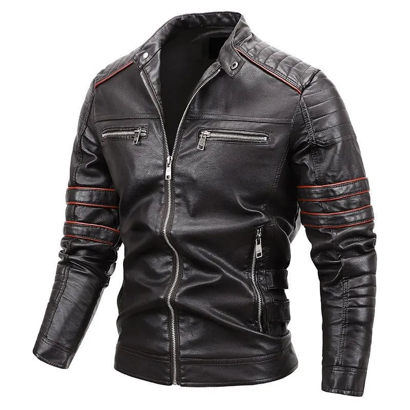 Men's Plus Velvet Motorcycle Leather Jackets