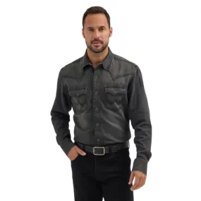 Men's Retro Premium Long Sleeve Shirt - Washed Black 112356598