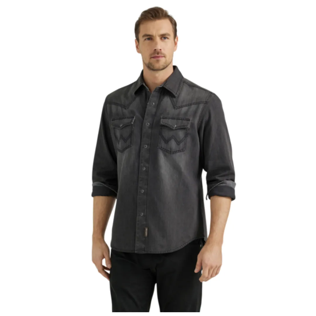 Men's Retro Premium Long Sleeve Shirt - Washed Black 112356598