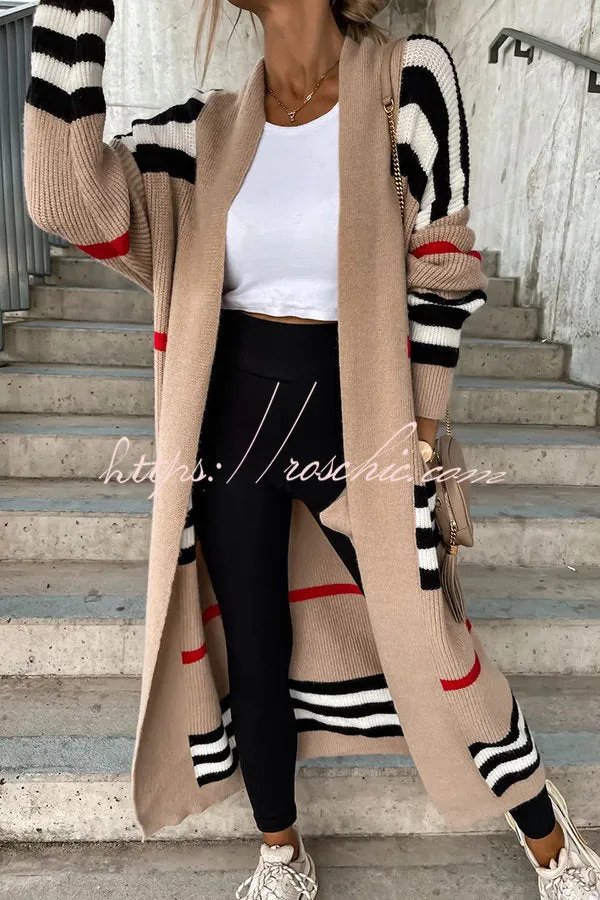 Miracles of Cozy Striped Midi Cardigan