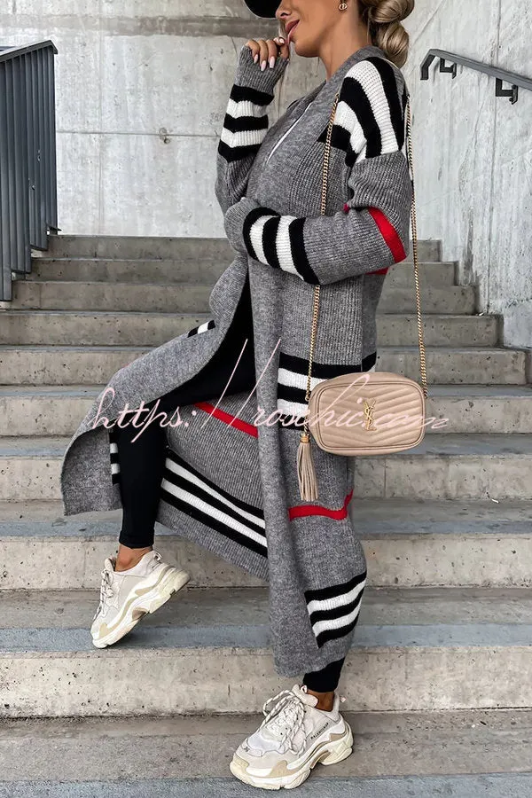 Miracles of Cozy Striped Midi Cardigan