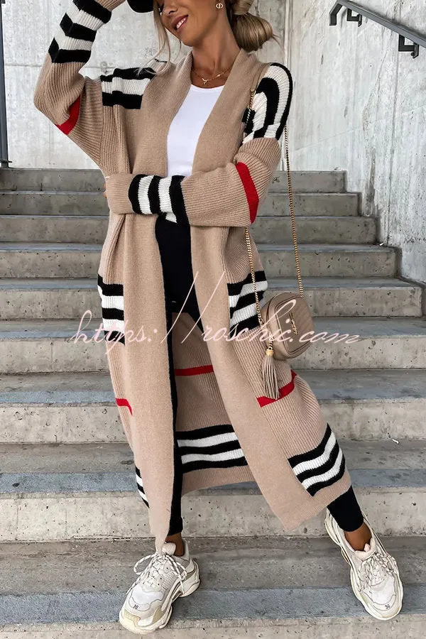 Miracles of Cozy Striped Midi Cardigan