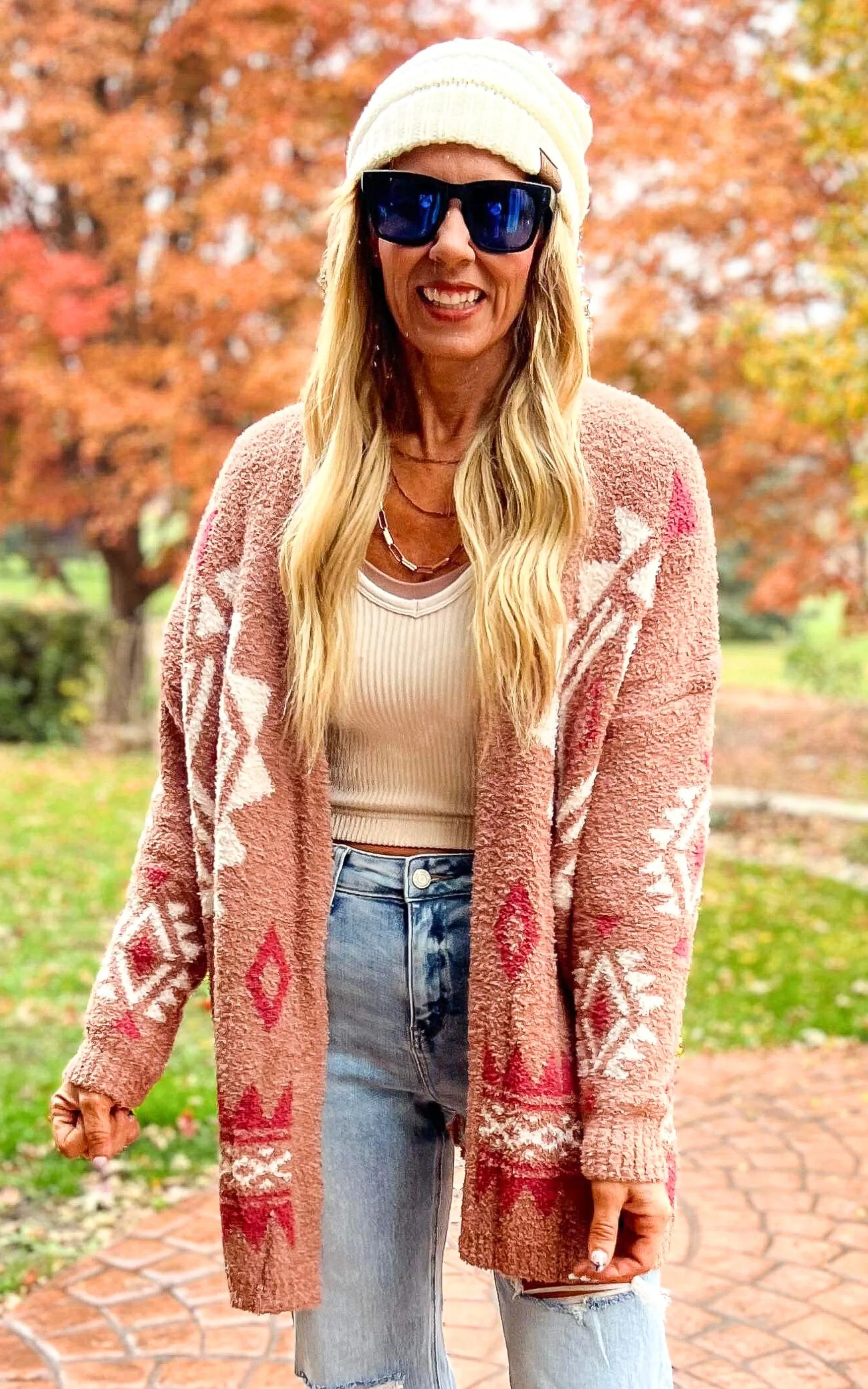 Mocha Aztec Pattern Cozy Cardigan - Final Sale