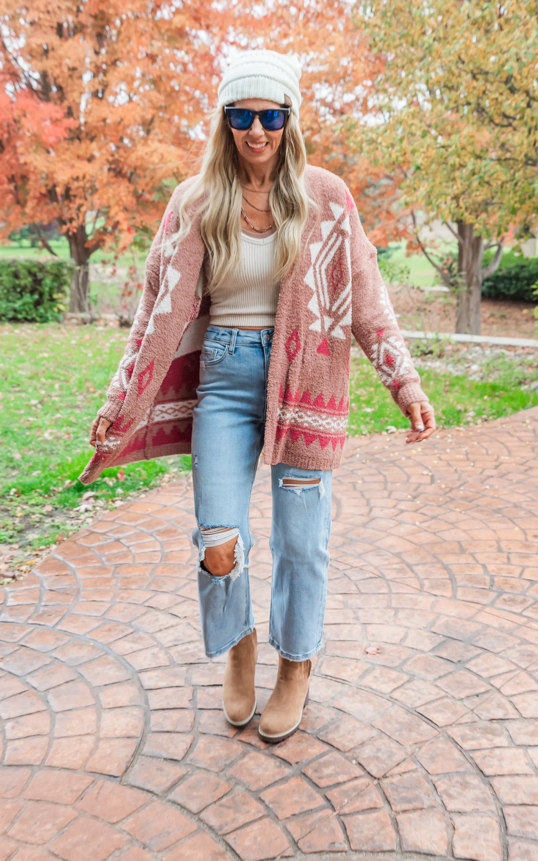 Mocha Aztec Pattern Cozy Cardigan - Final Sale