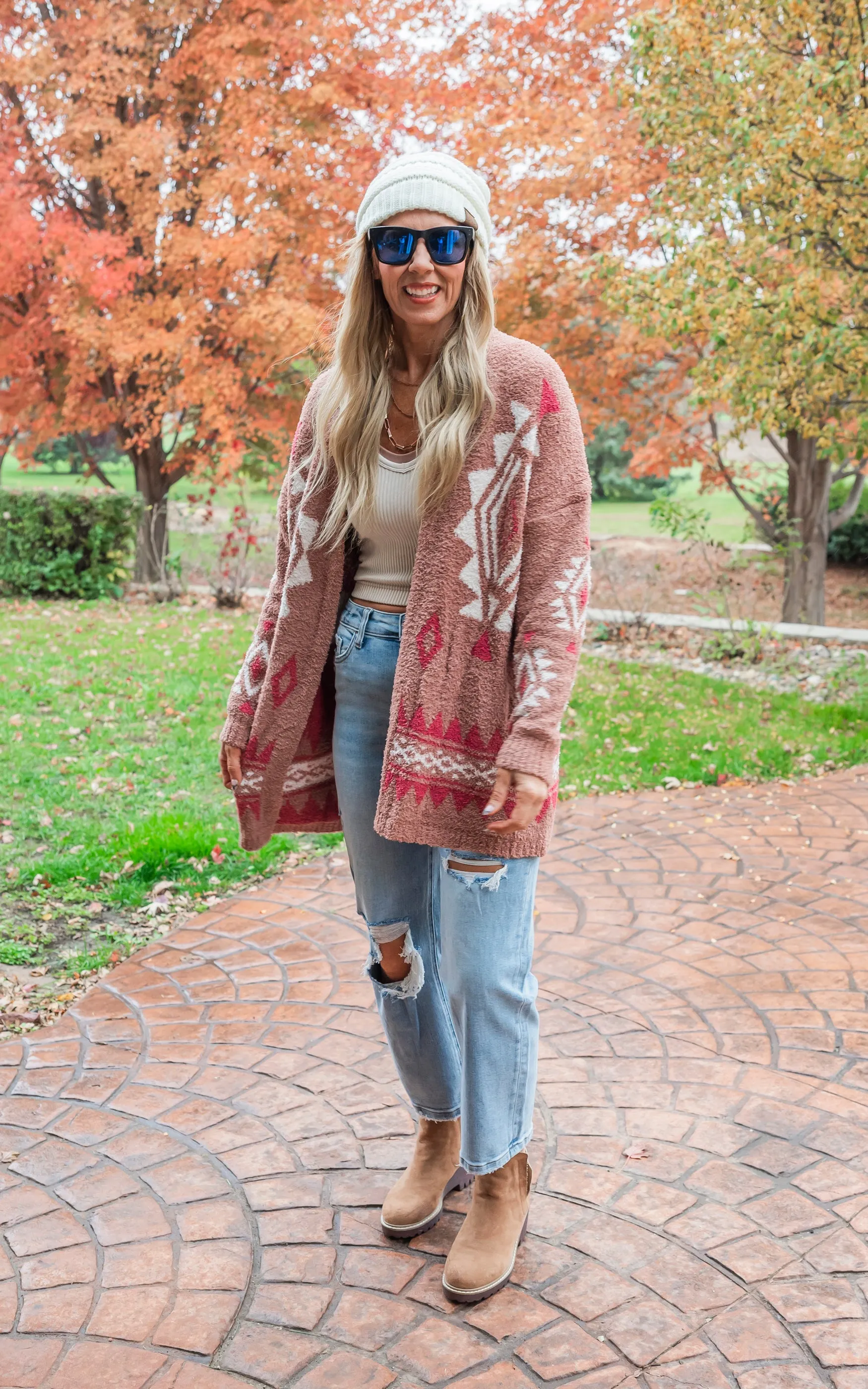 Mocha Aztec Pattern Cozy Cardigan - Final Sale