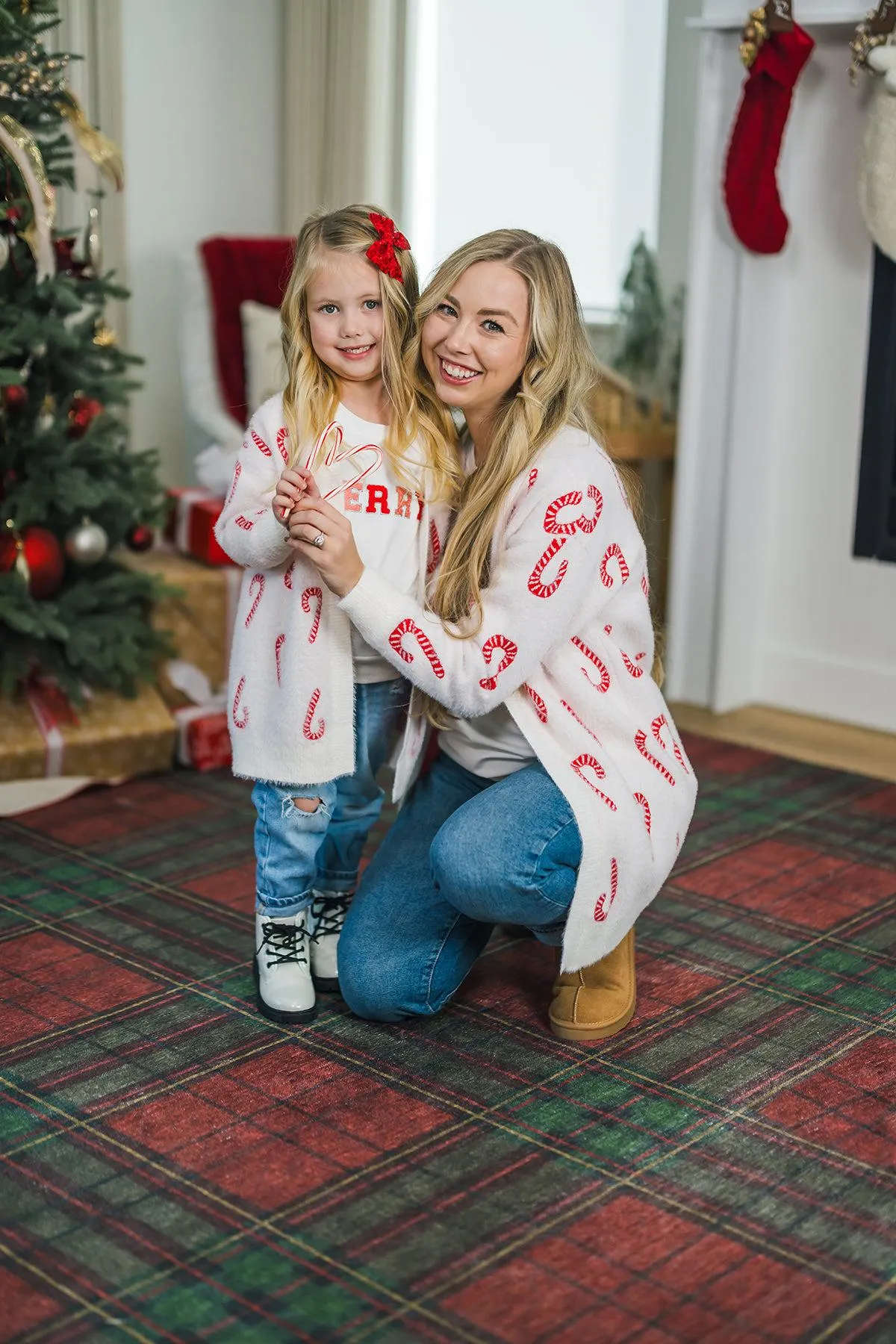 Mom & Me - Cozy Candy Cane Cardigan