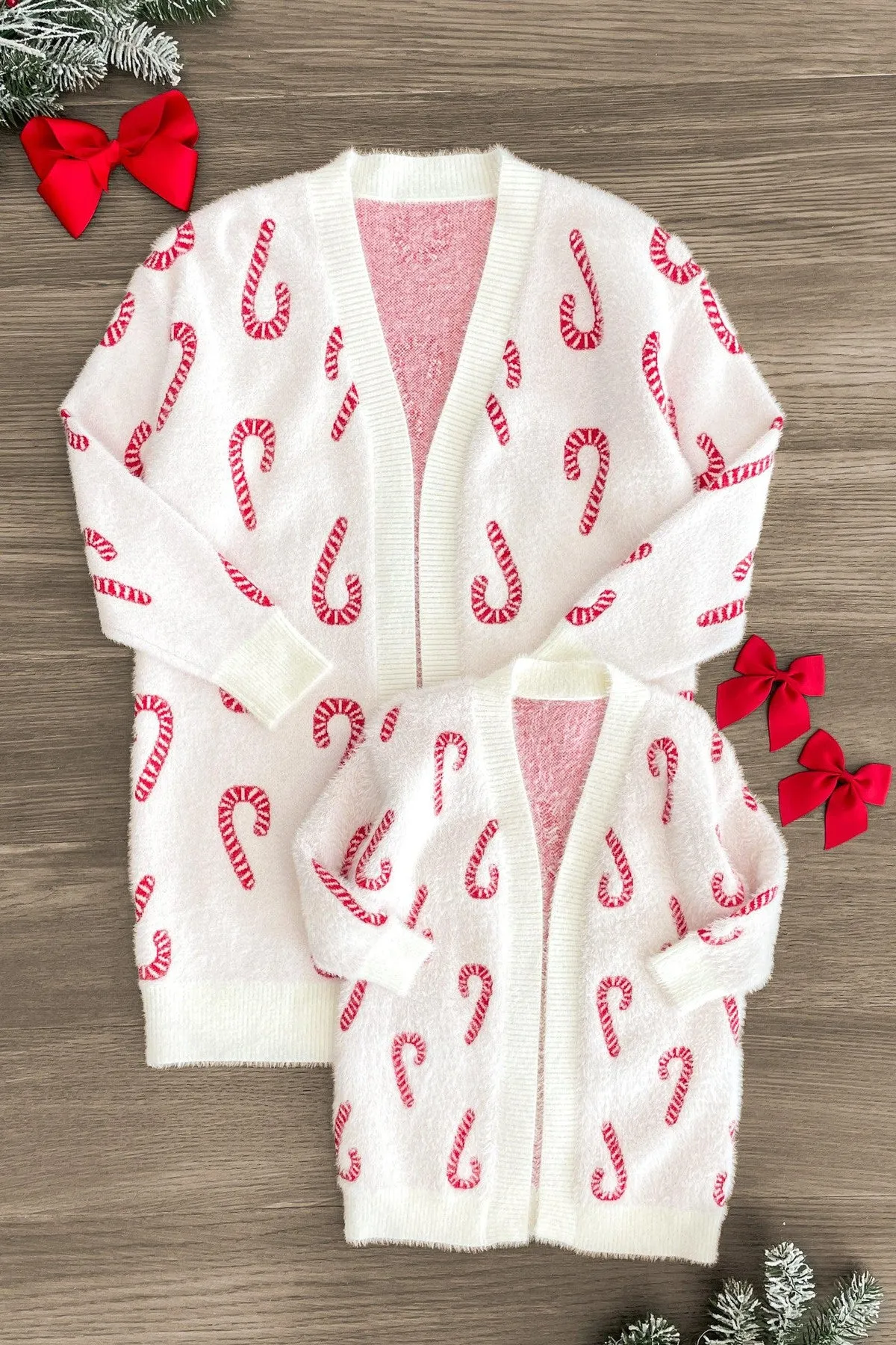 Mom & Me - Cozy Candy Cane Cardigan