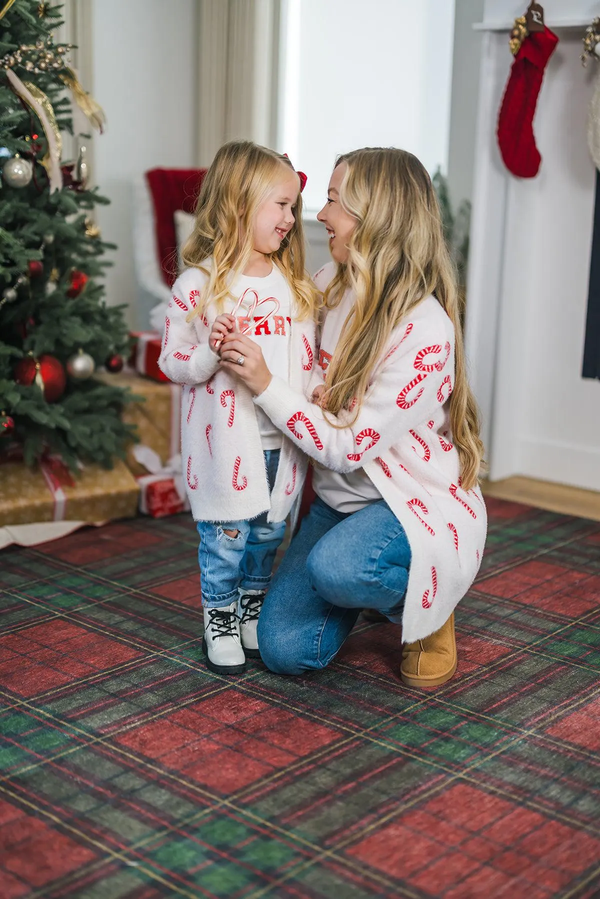 Mom & Me - Cozy Candy Cane Cardigan