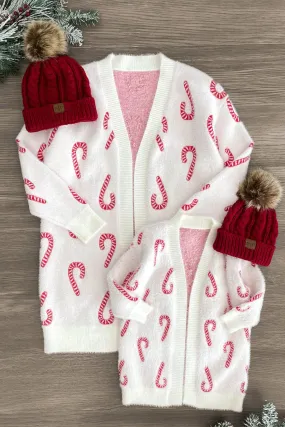 Mom & Me - Cozy Candy Cane Cardigan