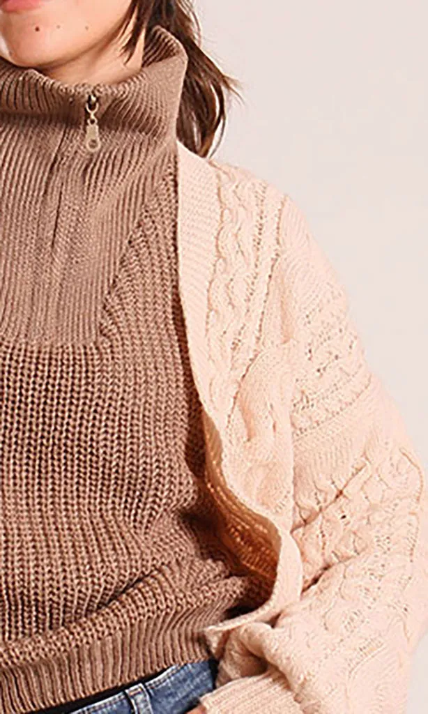 o199855-CABLE KNIT CARDIGAN - CREAM