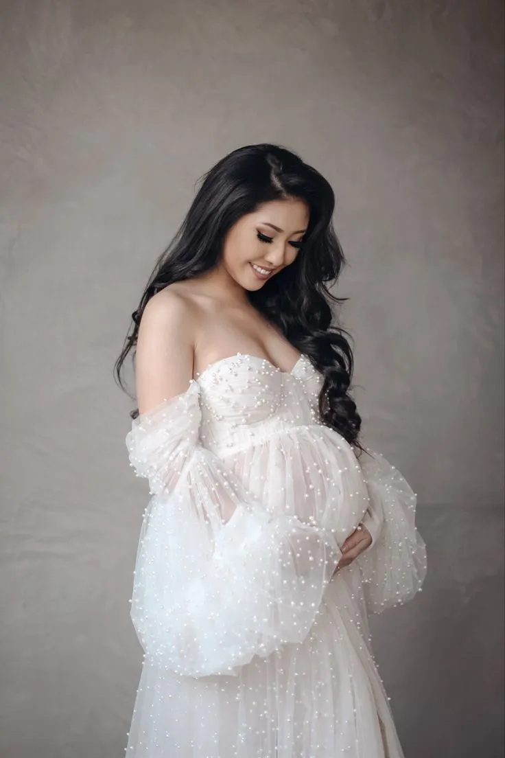 Pearl White Maternity Baby Shower Gown