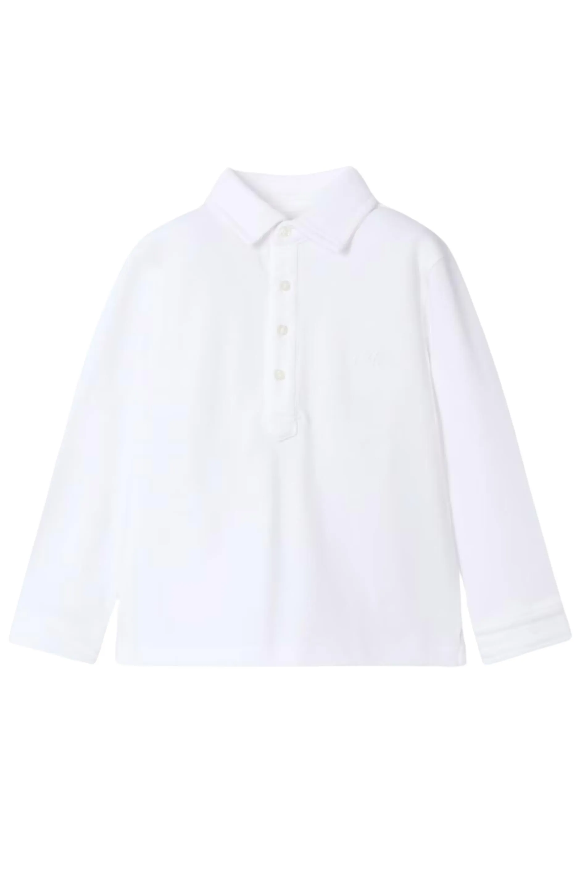 Pique Long Sleeve Polo - White