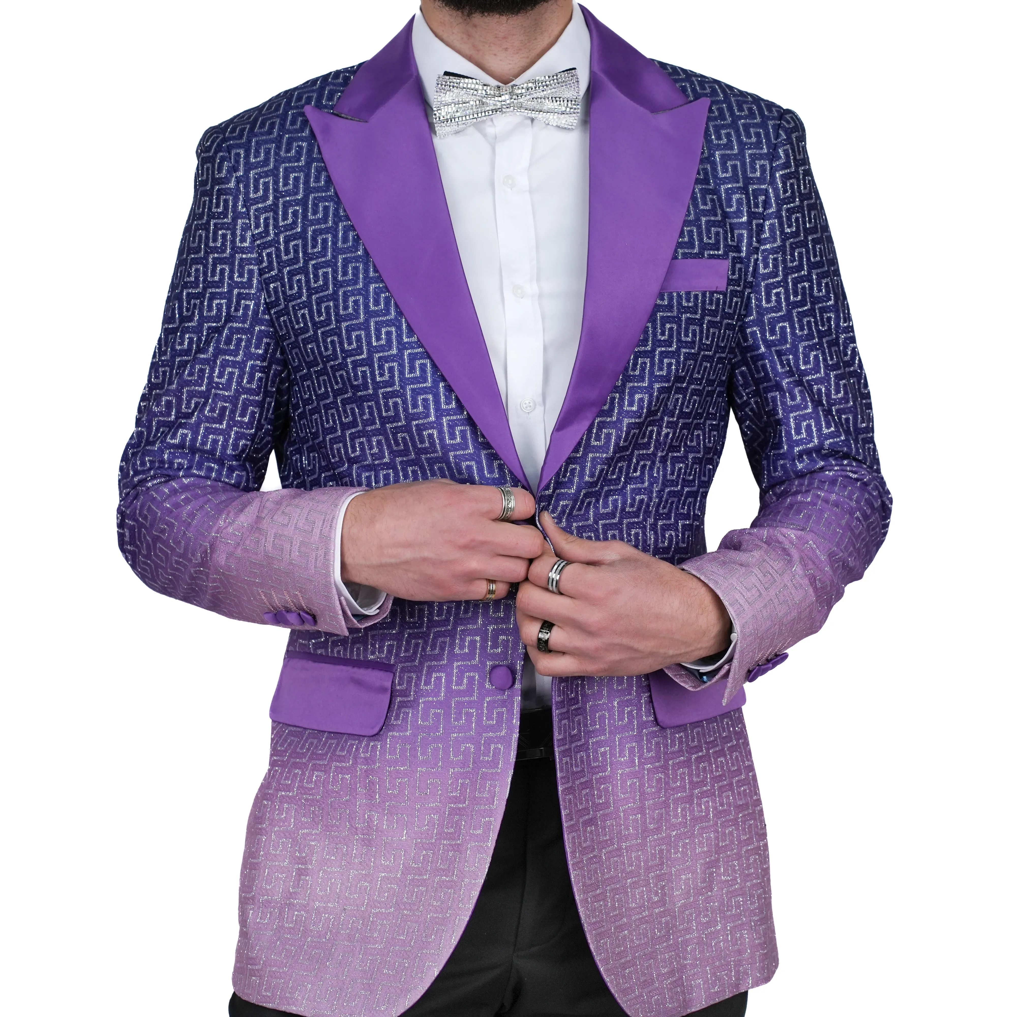 Purple/Pink Avanti Milano Peak Lapel Patterned Dinner Jacket