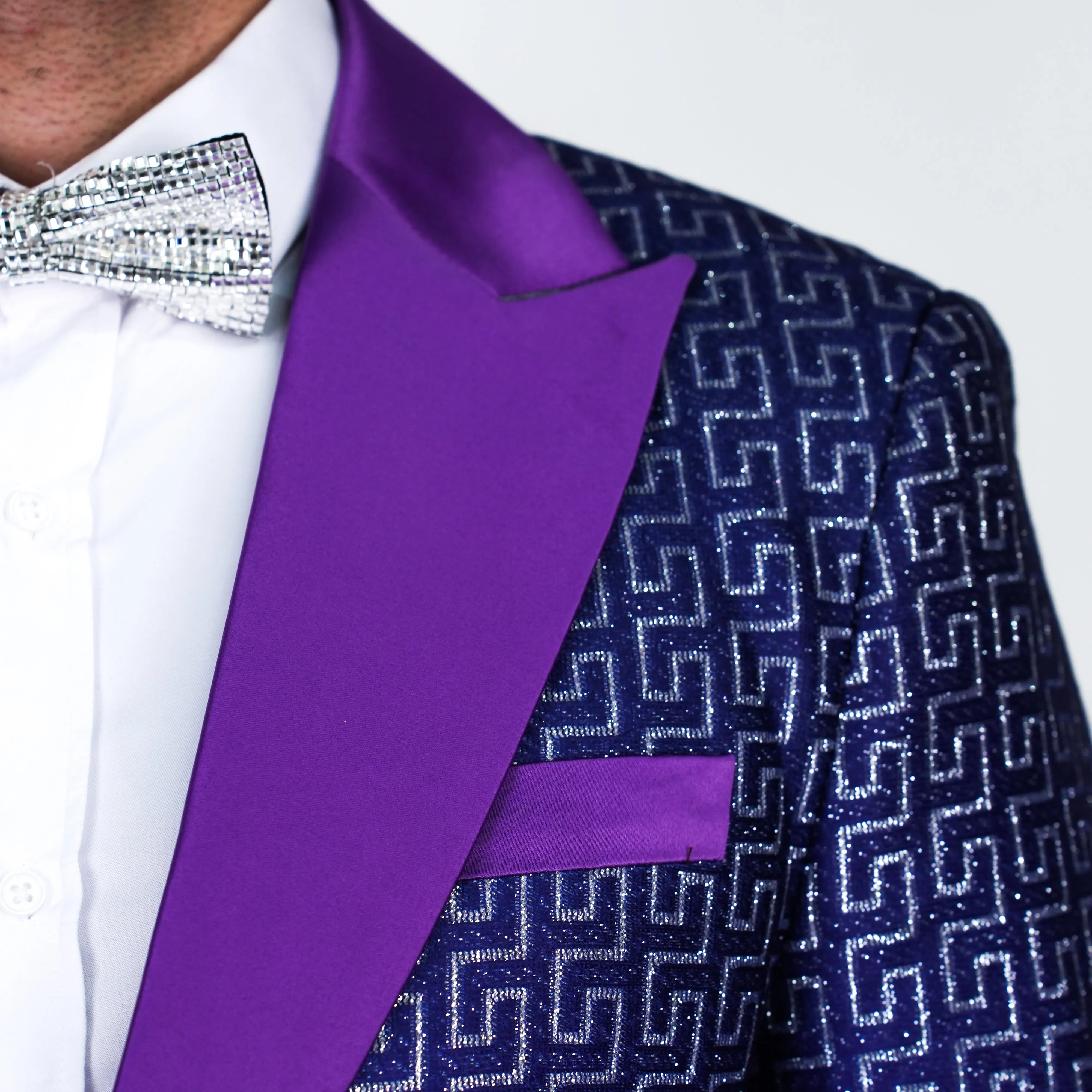 Purple/Pink Avanti Milano Peak Lapel Patterned Dinner Jacket