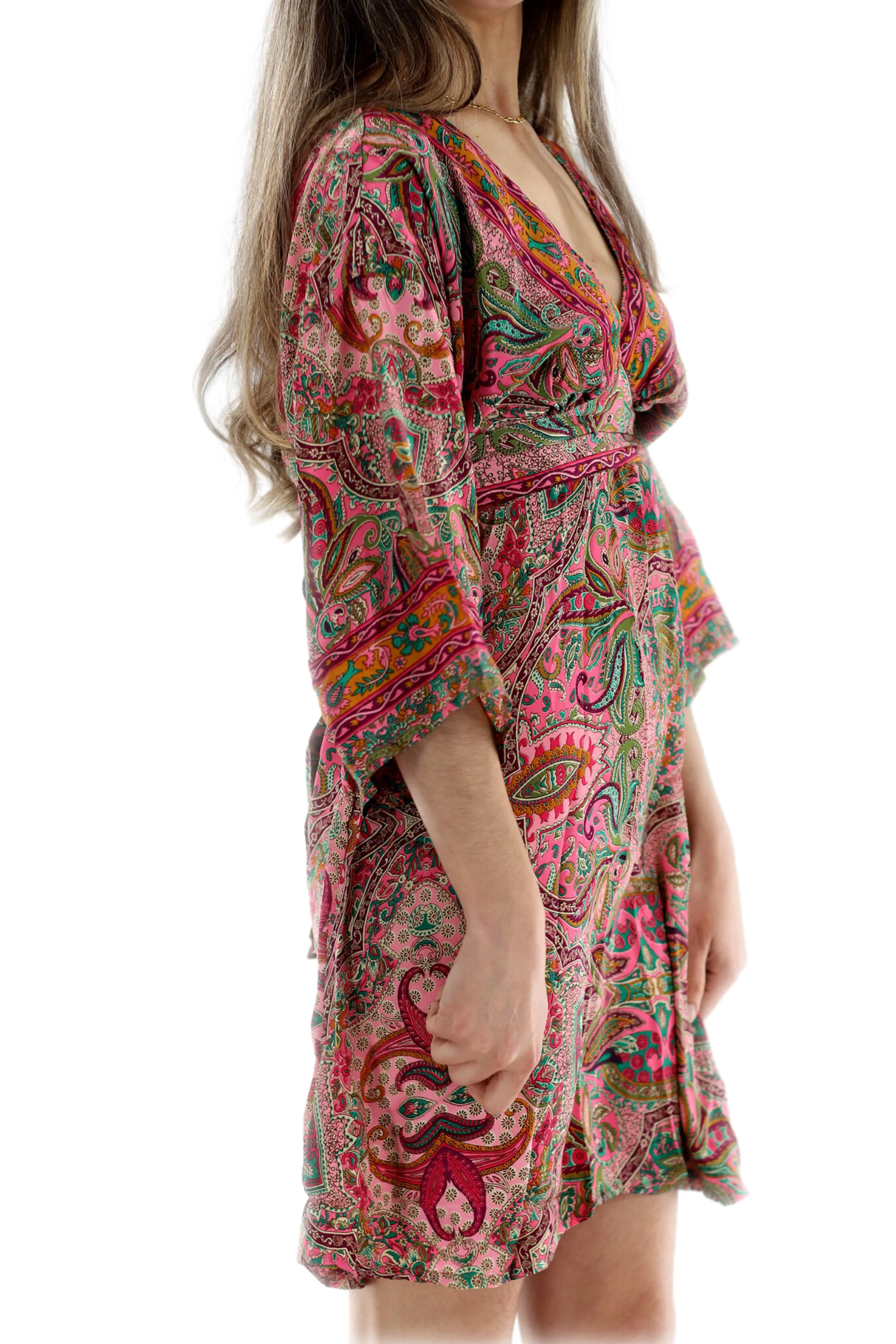 "Allegra" Flowy Paisley Short Dress