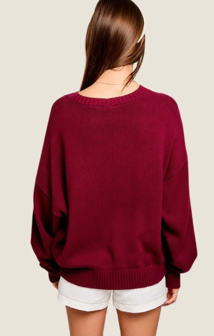 Riley Maroon "Texas" Sweater