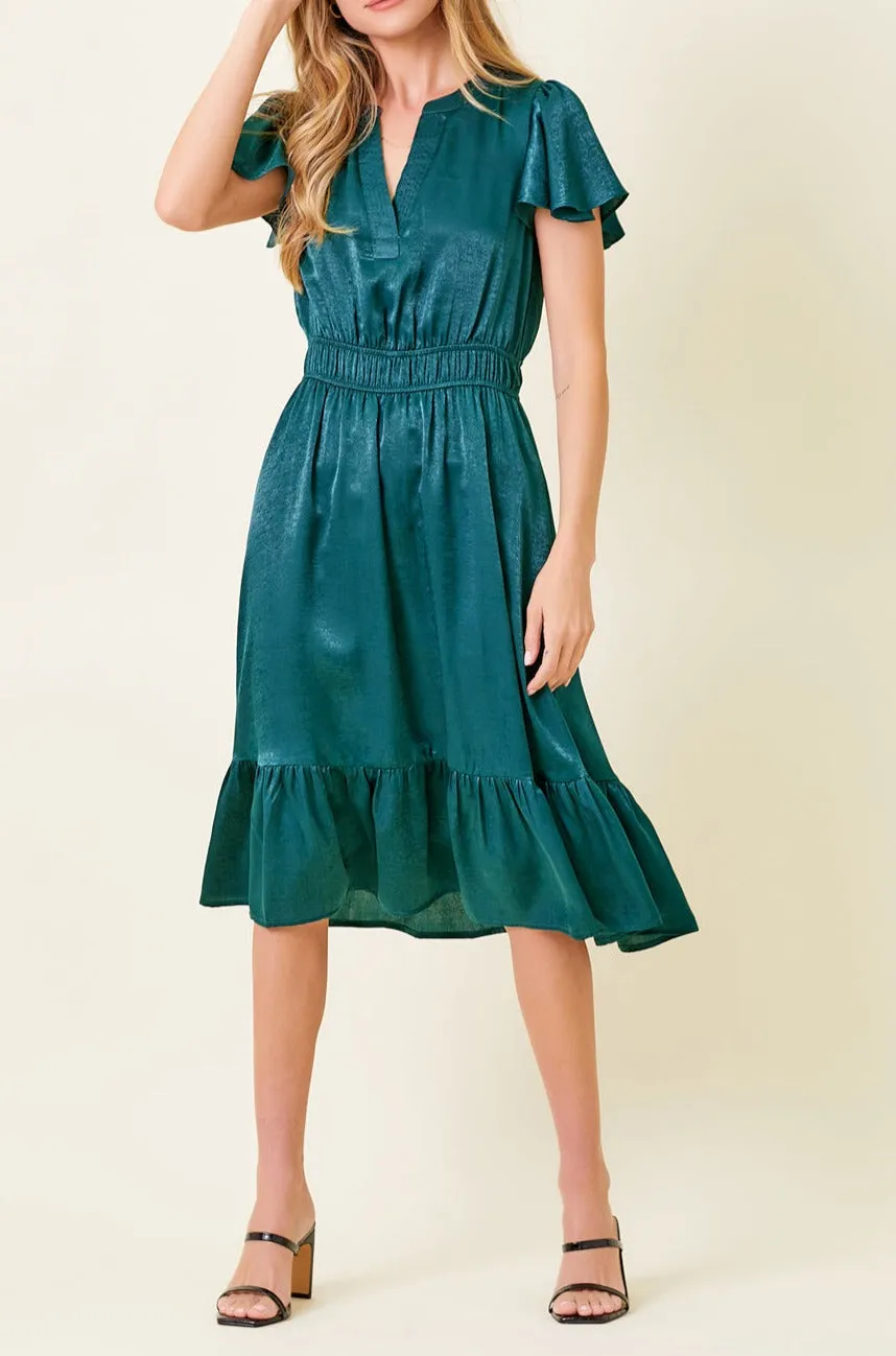 Satin Short Sleeve Dress