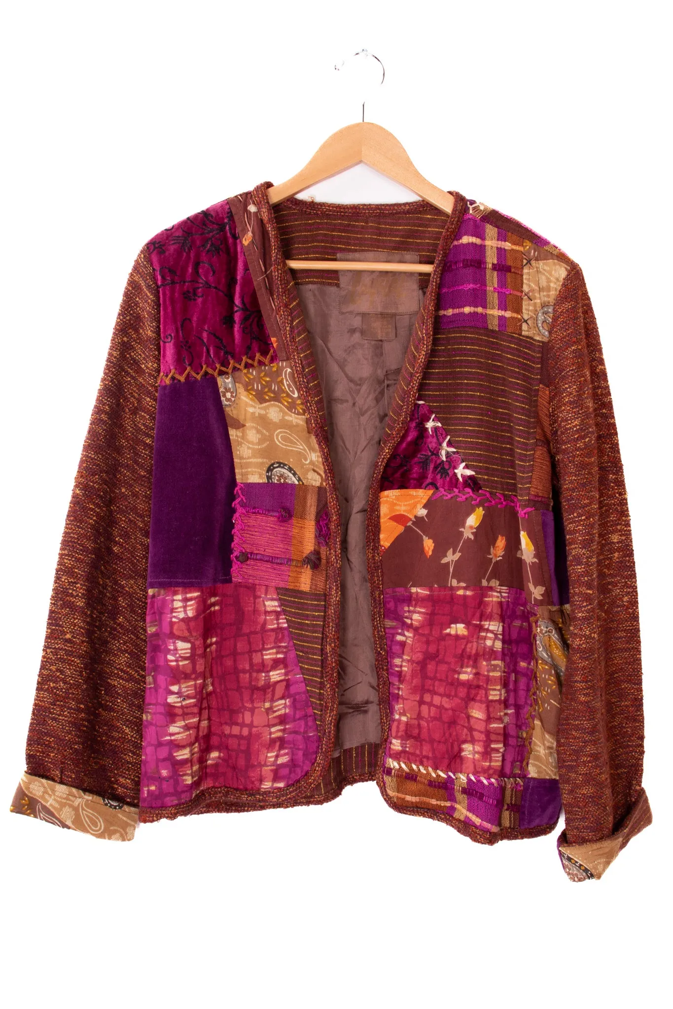 Sharon Anthony Crystal Purple Patchwork Cardigan Jacket