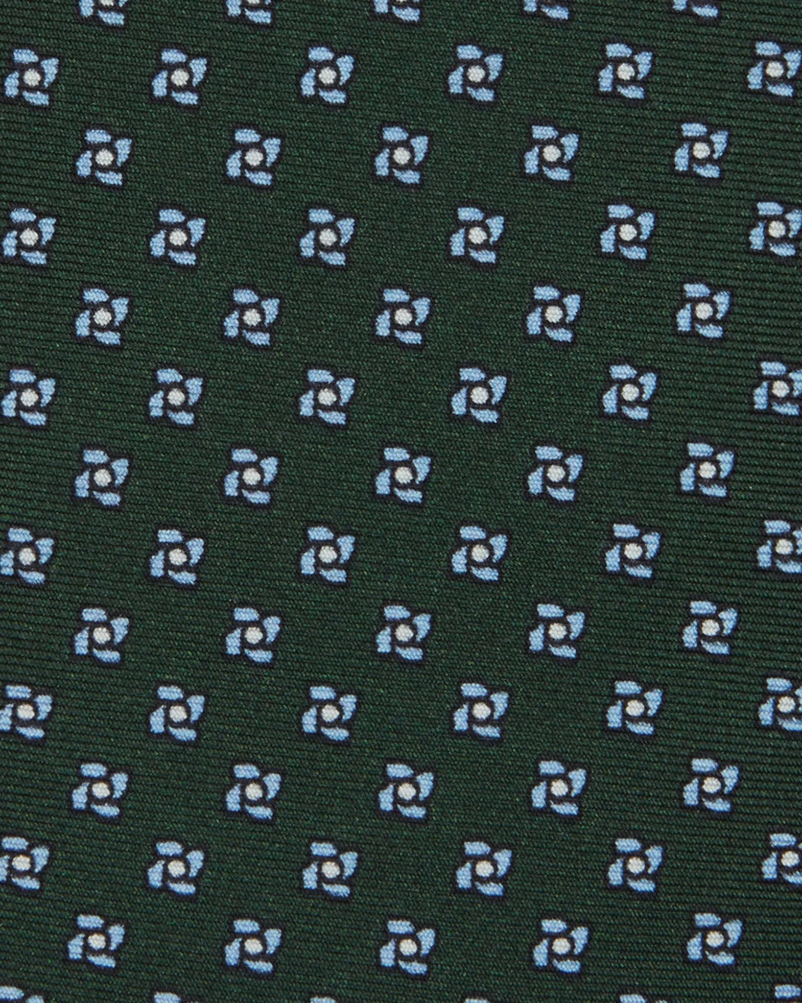 Silk Print Tie in Hunter/Sky Pinwheel