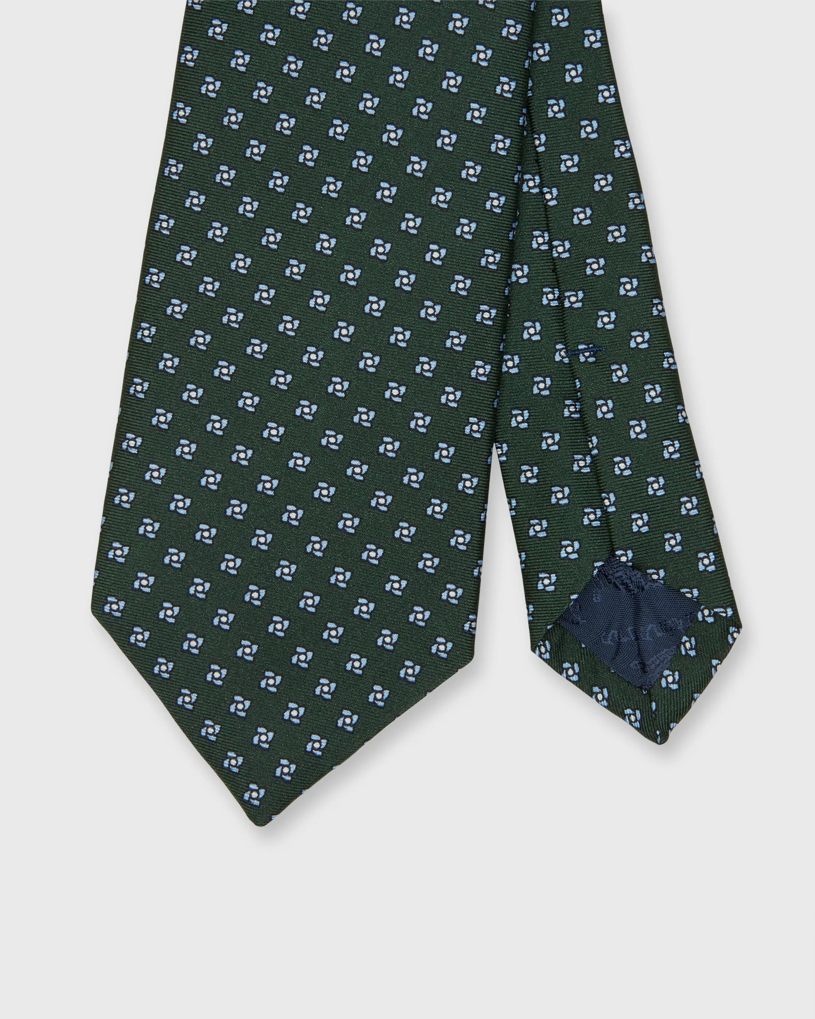 Silk Print Tie in Hunter/Sky Pinwheel