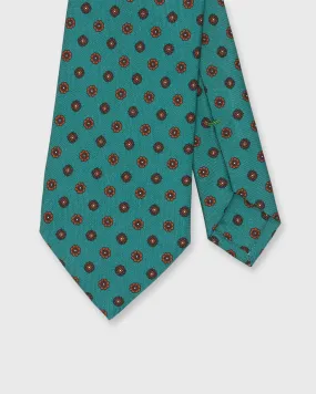 Silk Print Tie in Sage/Umber/Brown Flower