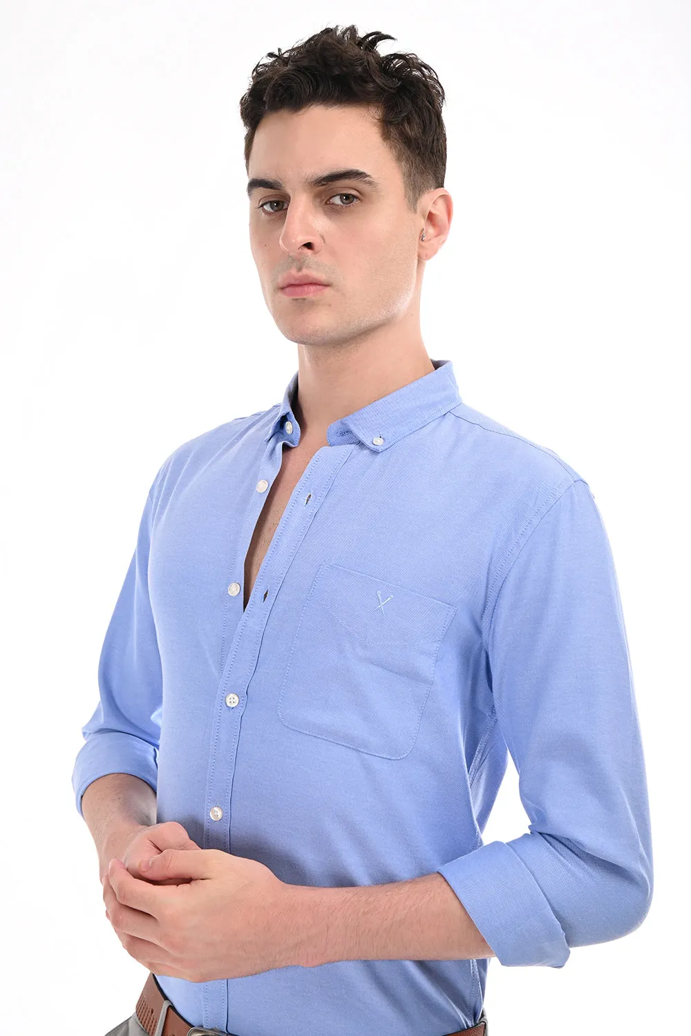 Sky Blue New Age Oxford Semi Formal Shirt