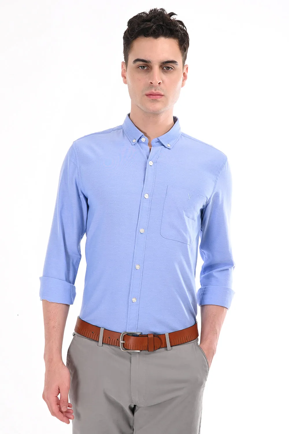 Sky Blue New Age Oxford Semi Formal Shirt