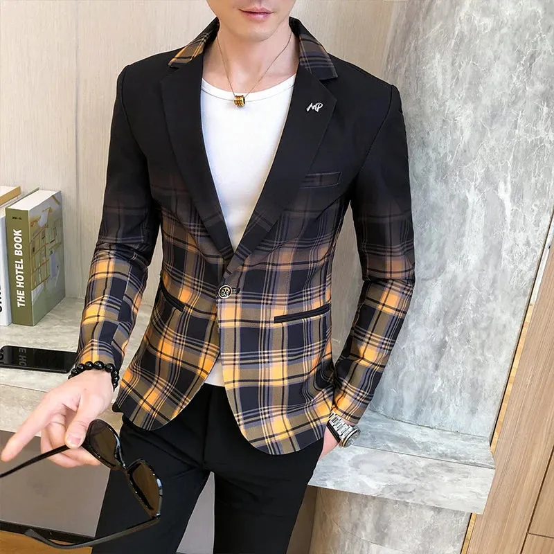 Slim Fit Casual Colorblock Men Blazers