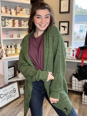 Soft Hooded Cardigan - Olive