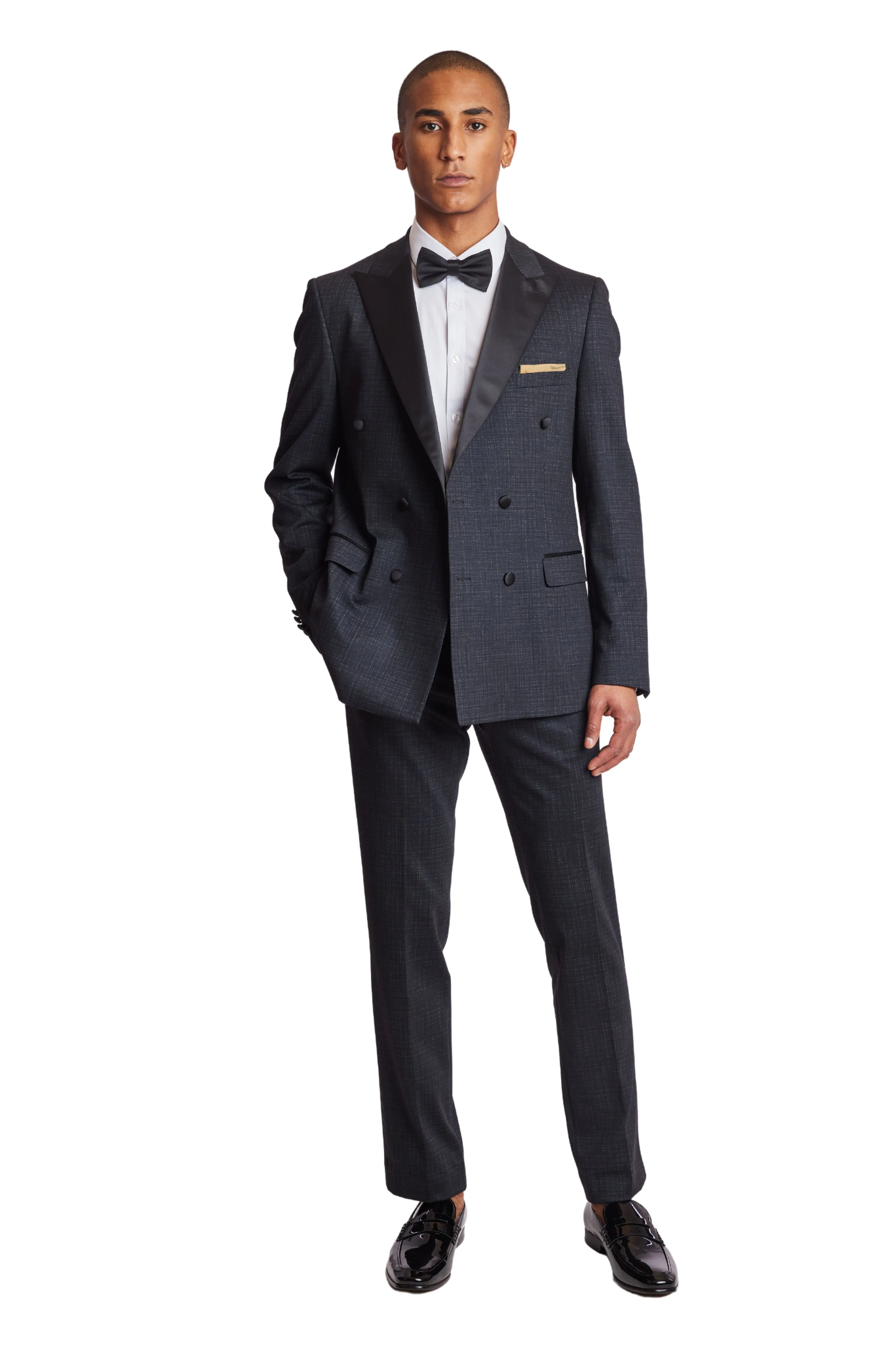 Soho DB Peak Tux Jacket - slim - Black Charcoal Knit