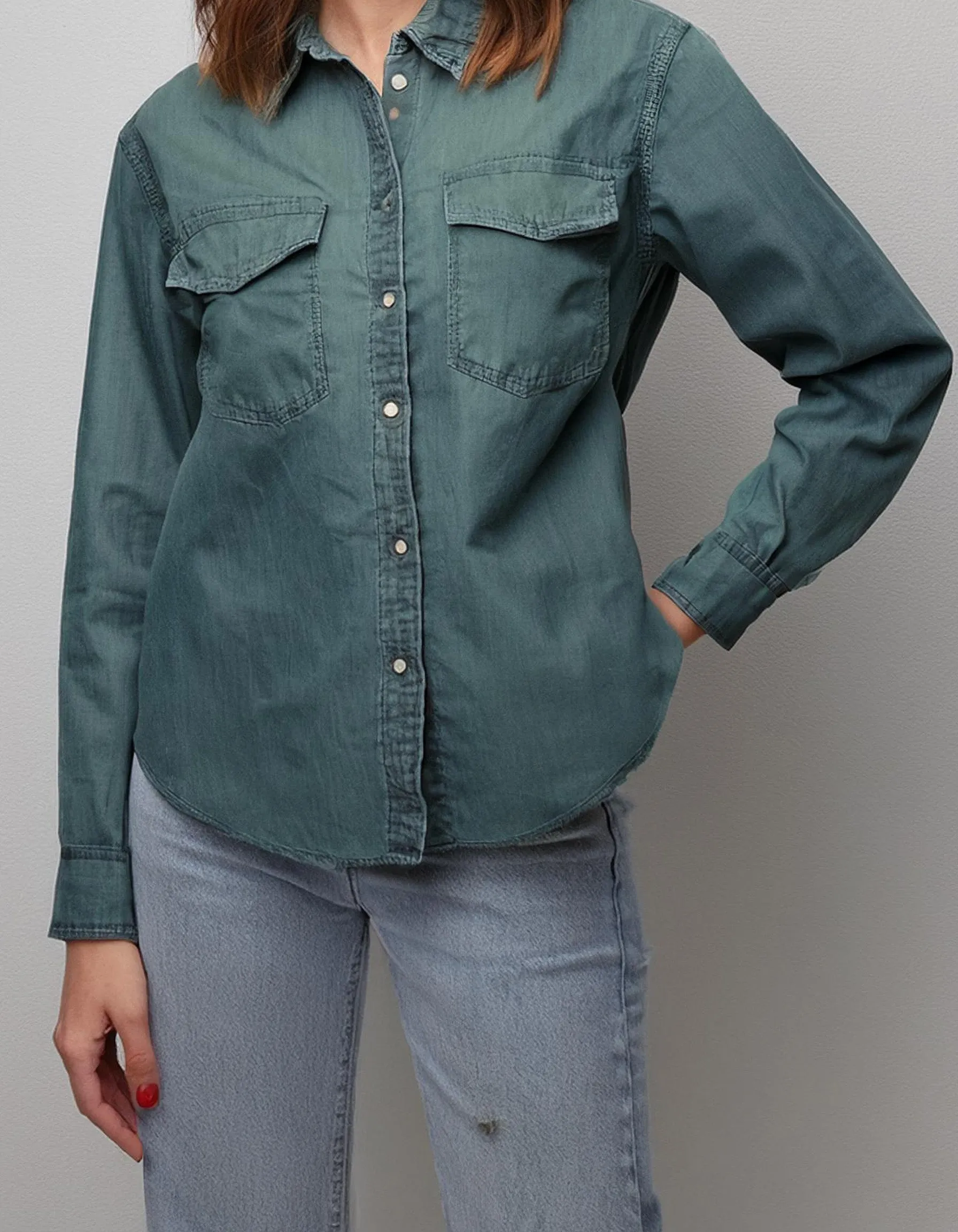 Teal Denim Shirt