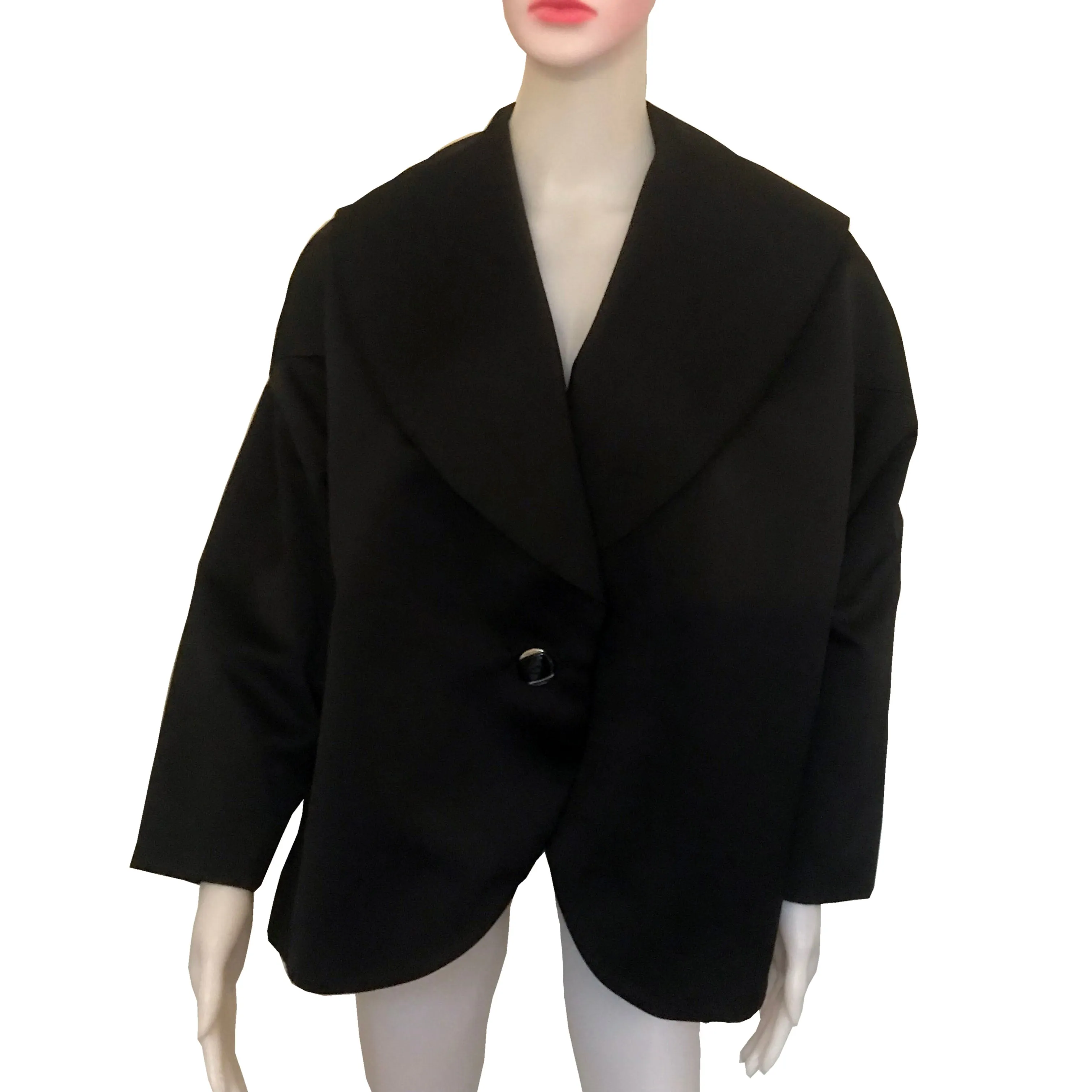 Vintage 1980s Oleg Cassini Black Satin Jacket