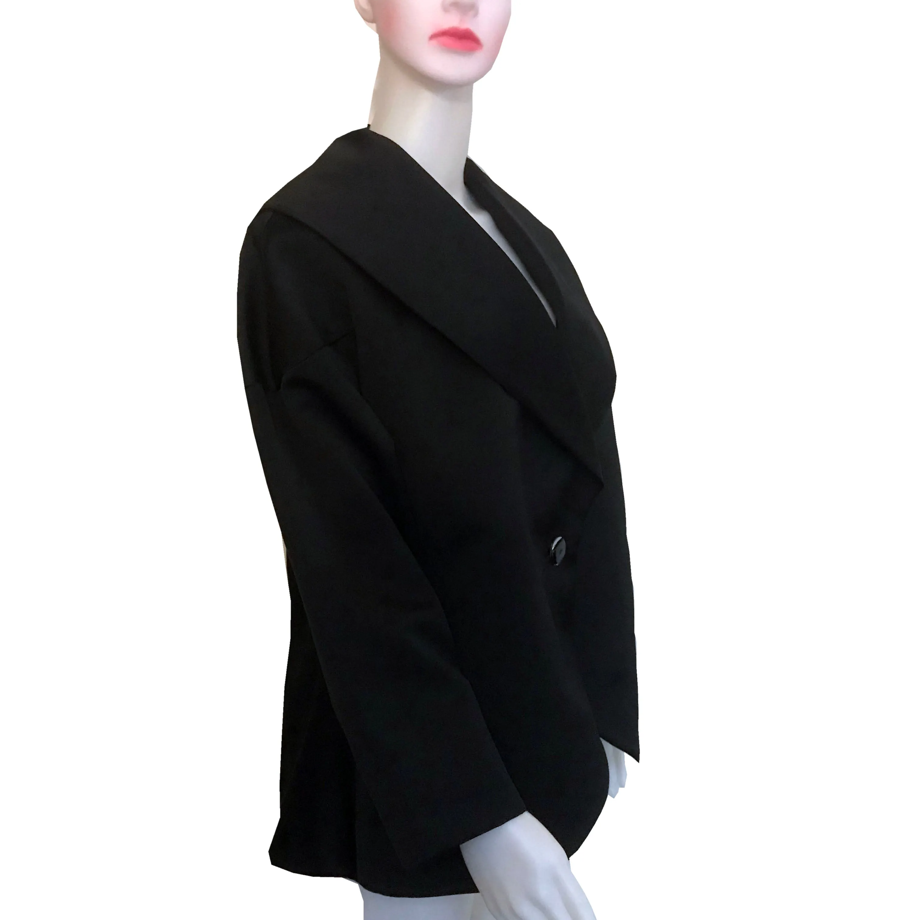 Vintage 1980s Oleg Cassini Black Satin Jacket