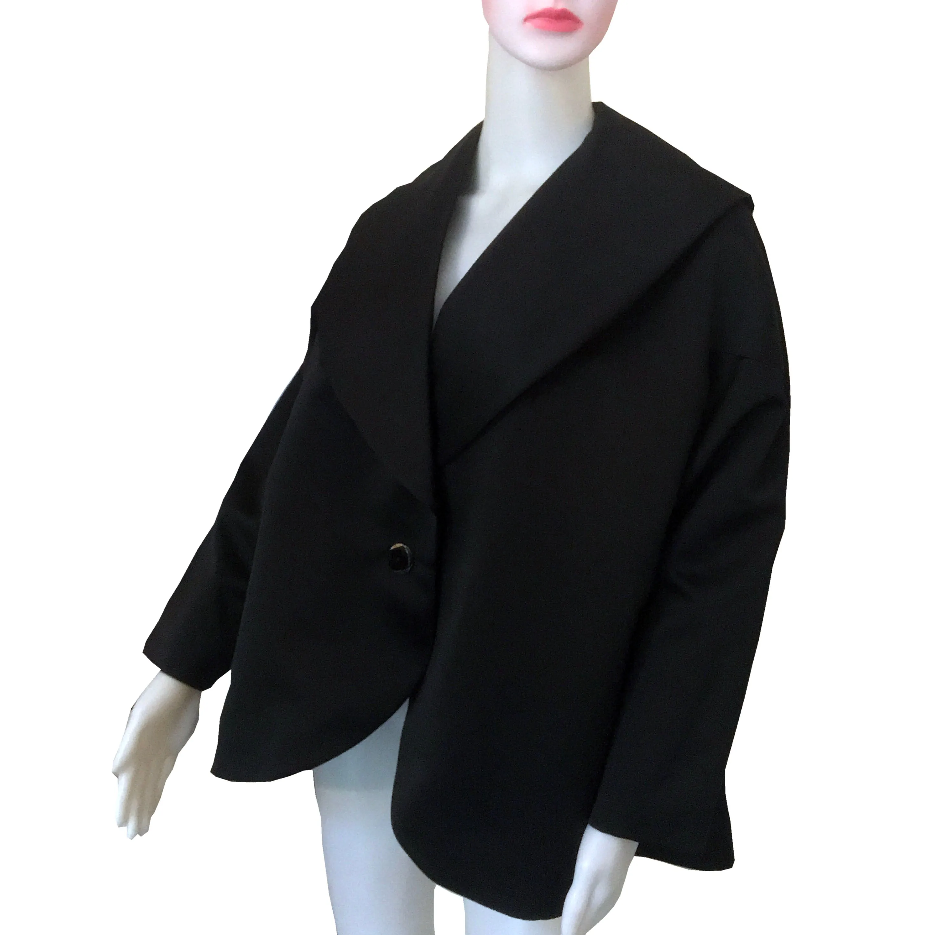 Vintage 1980s Oleg Cassini Black Satin Jacket