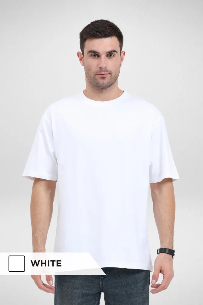 White and Navy Blue Oversized T-Shirts Combo for Men