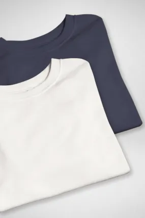 White and Navy Blue Oversized T-Shirts Combo for Men