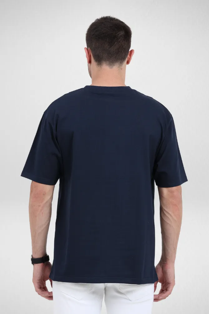 White and Navy Blue Oversized T-Shirts Combo for Men