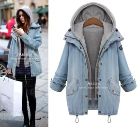 Women Casual Two Piece Set Denim Jacket