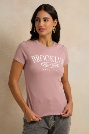 Women Lilac Brooklyn Printed T-Shirt