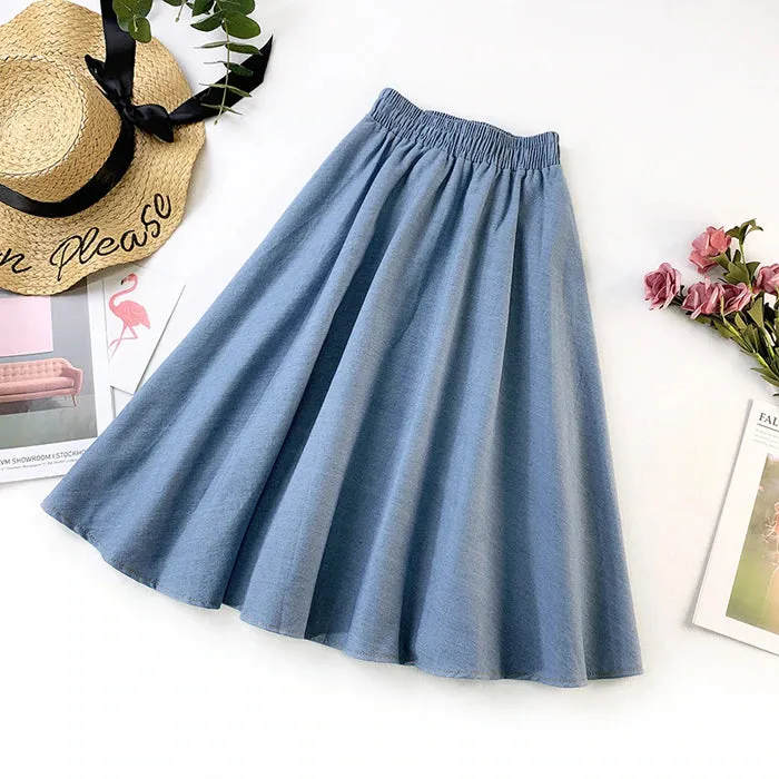 Women's Summer Casual Denim A-Line High Waist Skirt