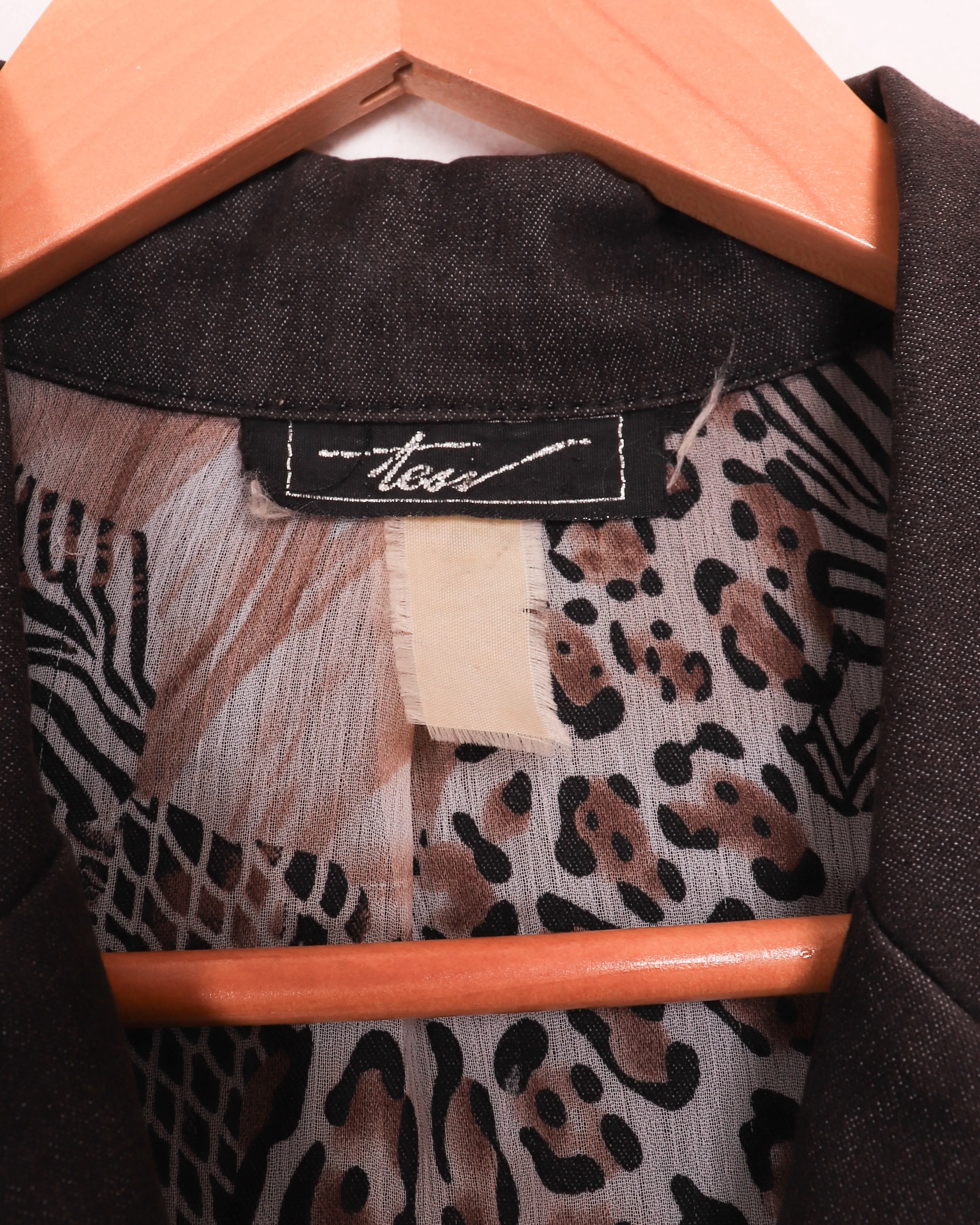 Y2K Grey Formal Blazer with Leopard Print Inside Lining