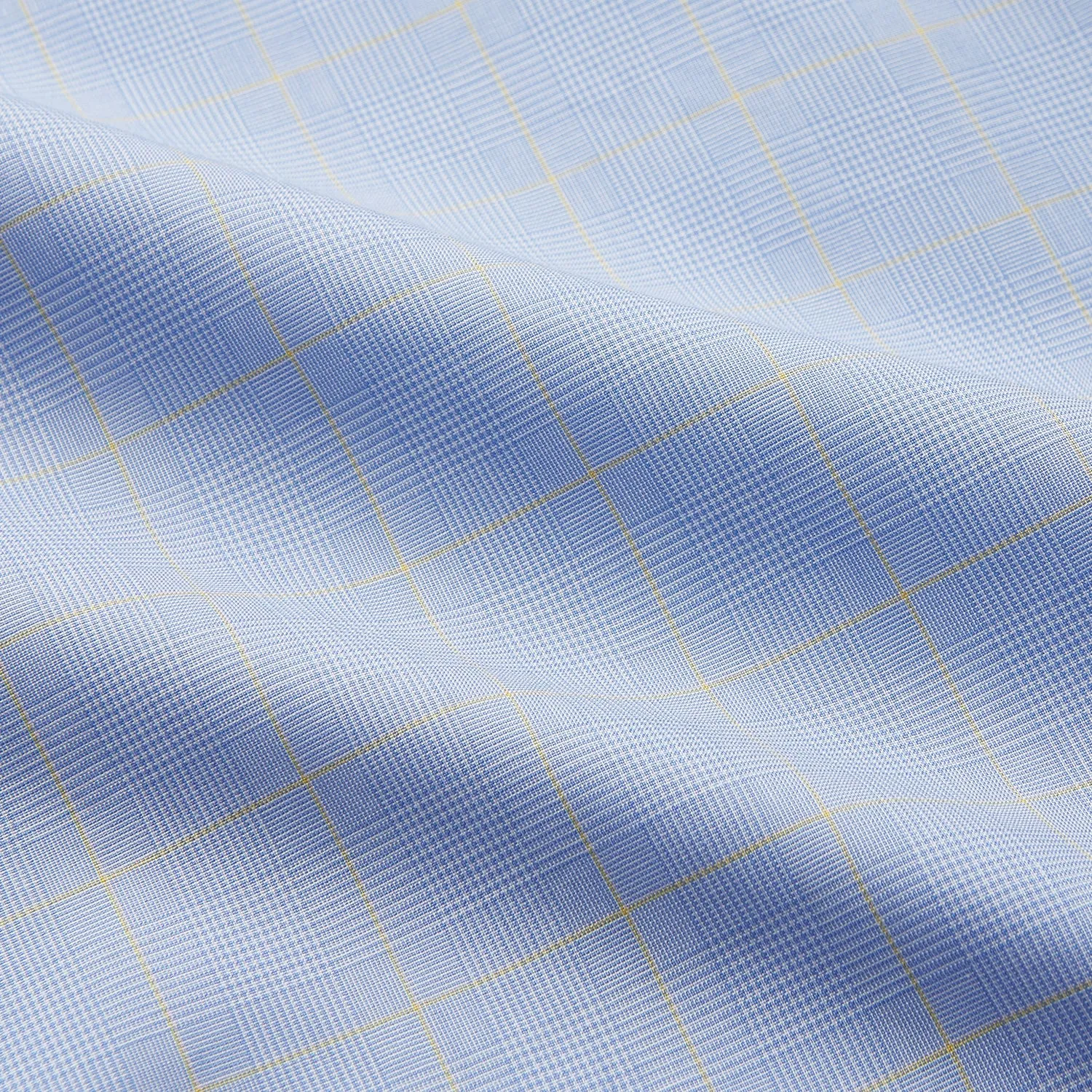 Yellow and Blue Prince of Wales Check Belgravia Shirt