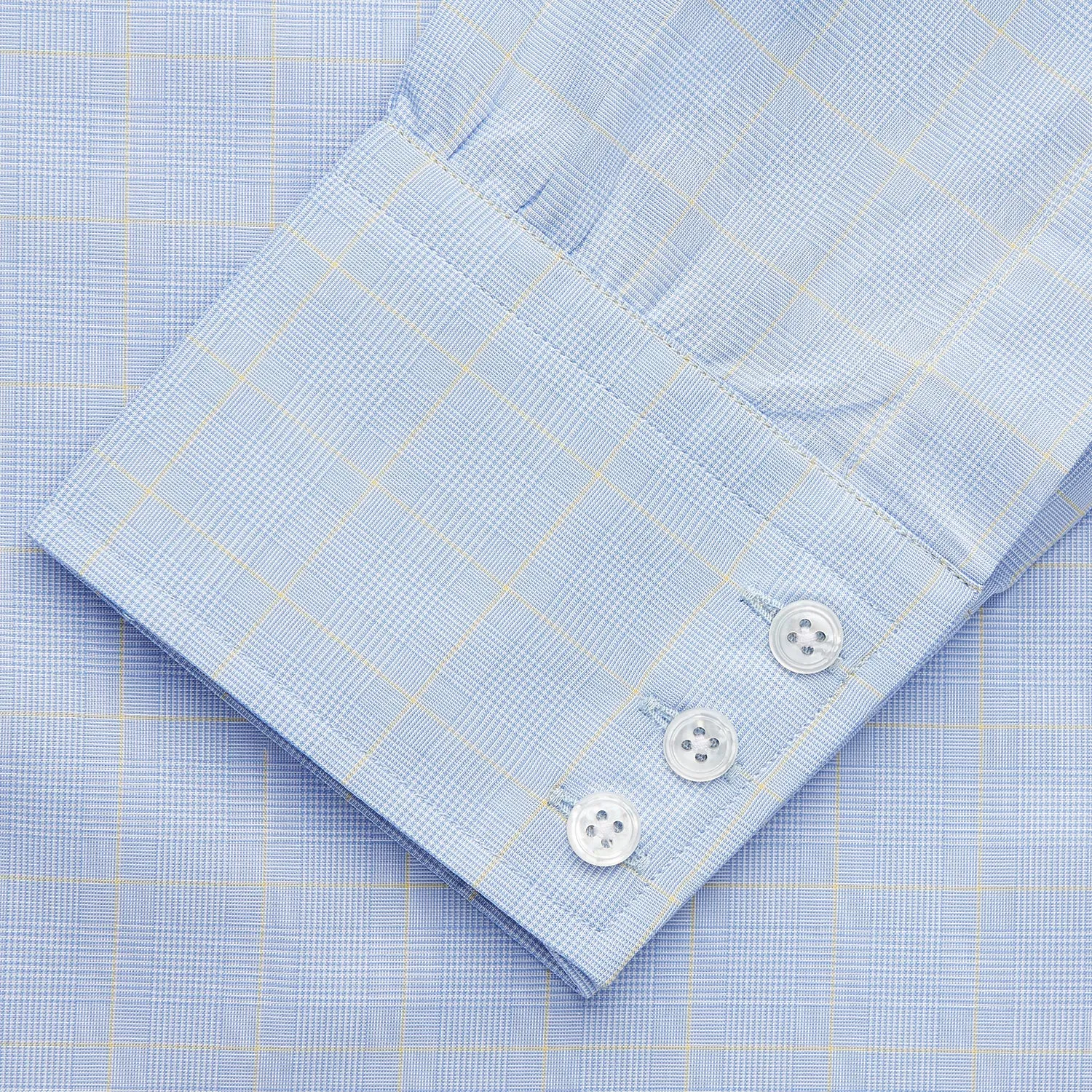 Yellow and Blue Prince of Wales Check Belgravia Shirt